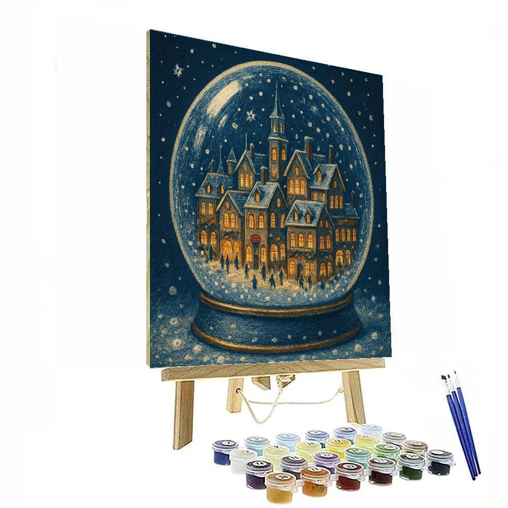 Snow Globe City Skyline Painting by numbers kit