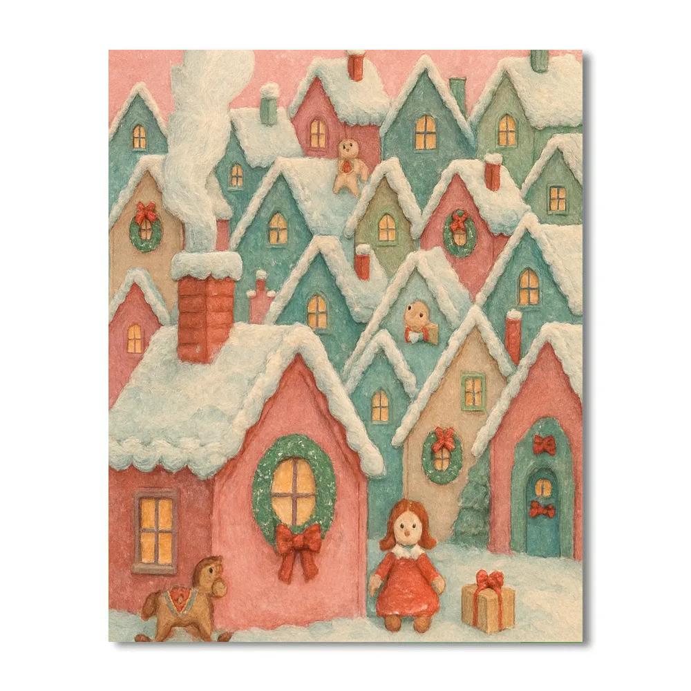 Winter Quilt Of Little Roofs paint by number