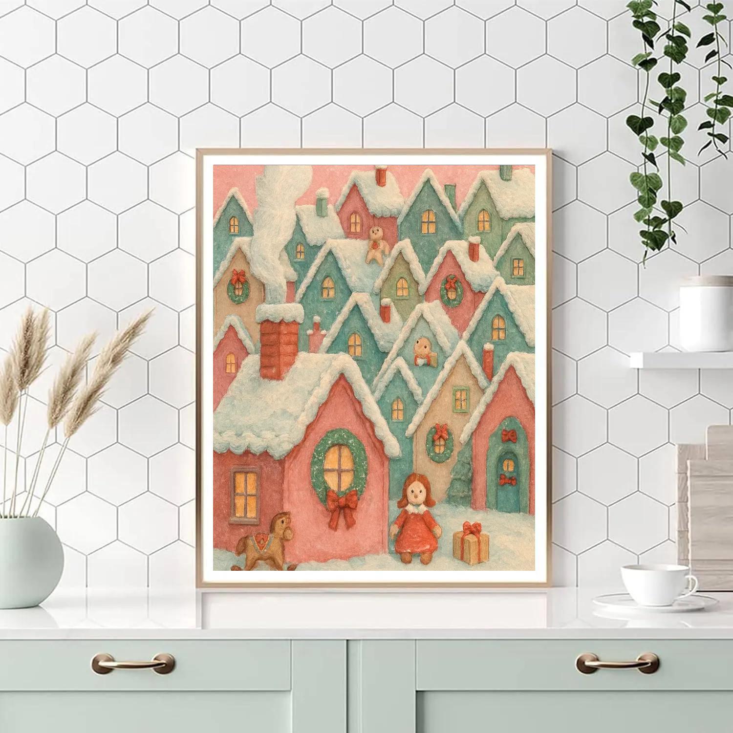 Winter Quilt Of Little Roofs paint by number
