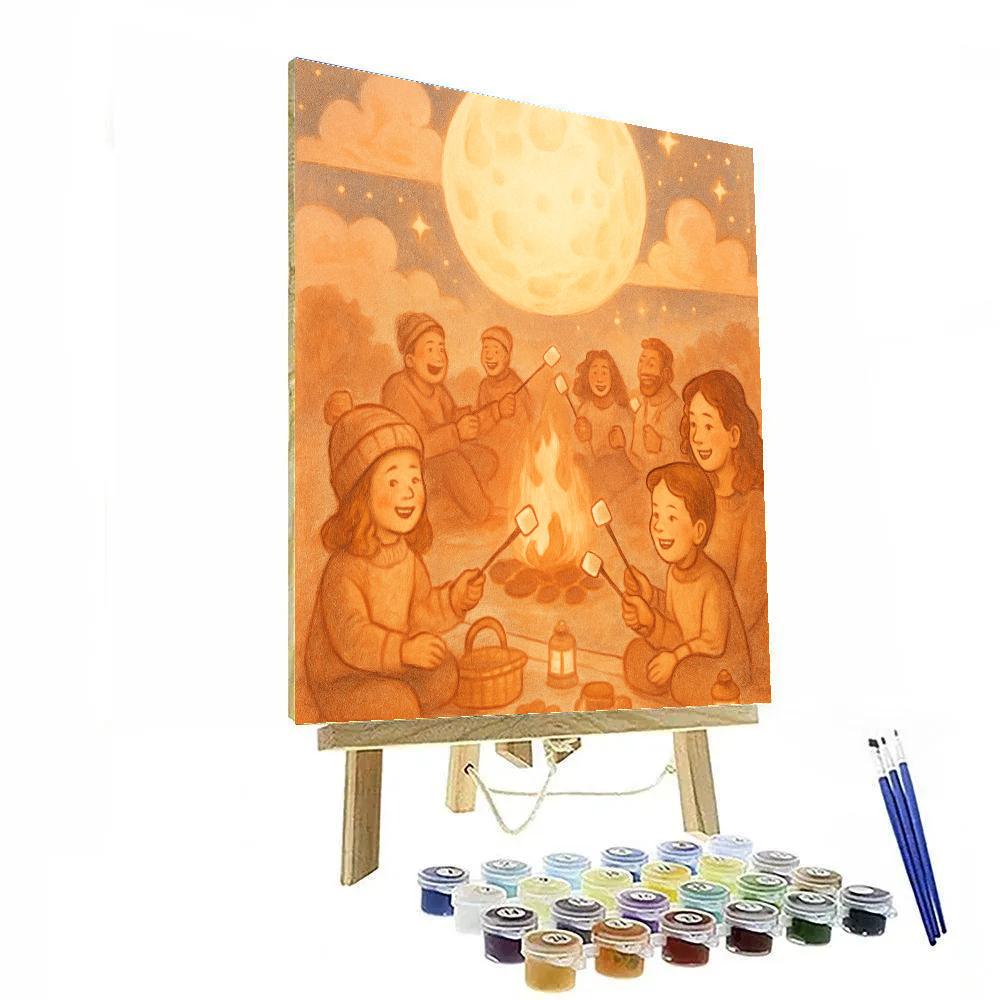 Marshmallow Moon Picnic painting number kit