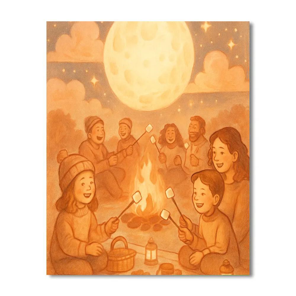 Marshmallow Moon Picnic painting number kit