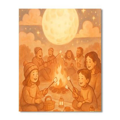 Marshmallow Moon Picnic painting number kit