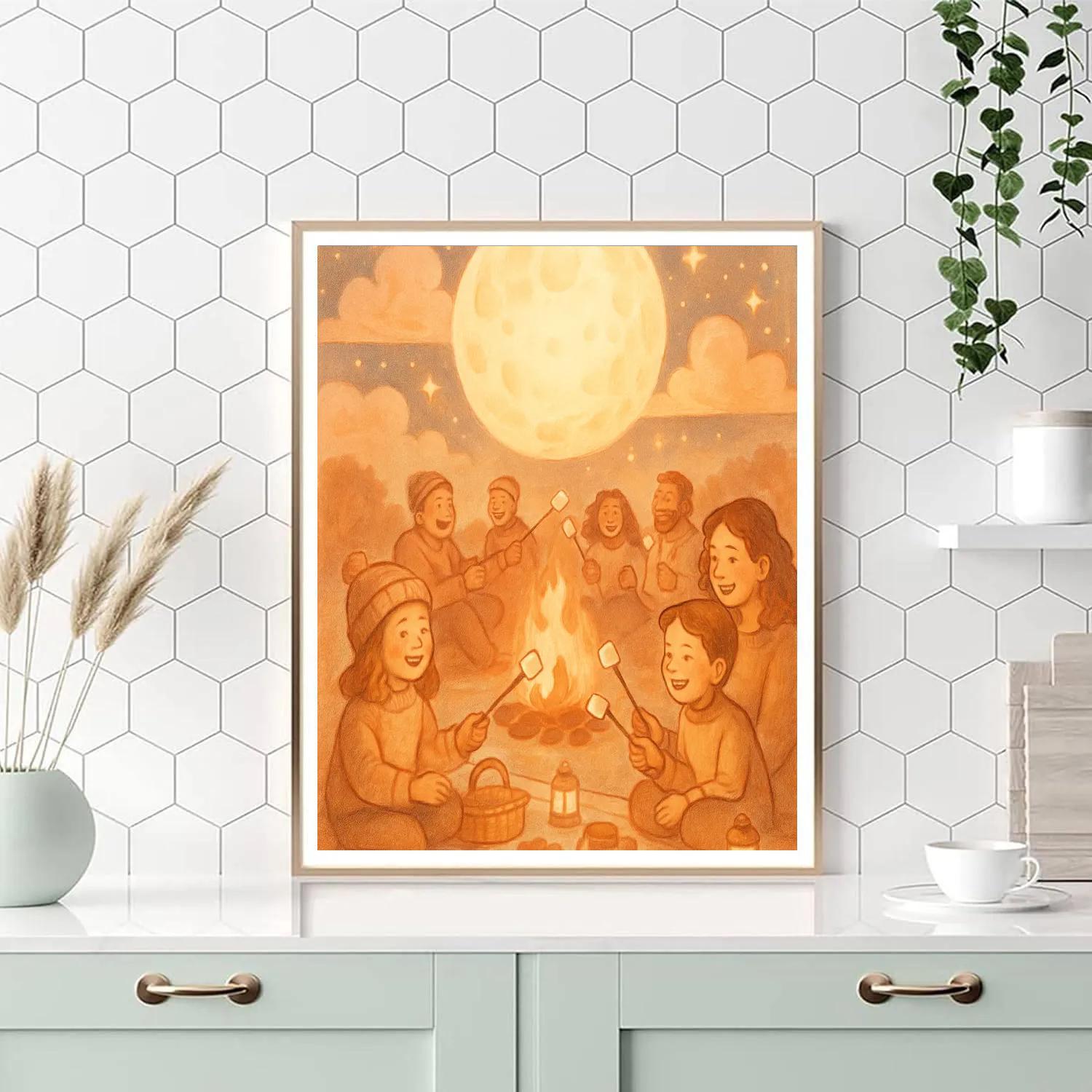 Marshmallow Moon Picnic painting number kit