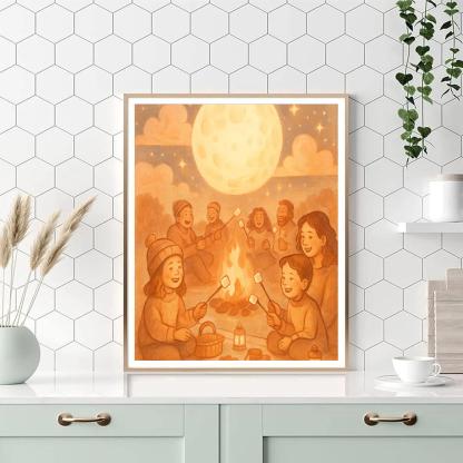 Marshmallow Moon Picnic painting number kit