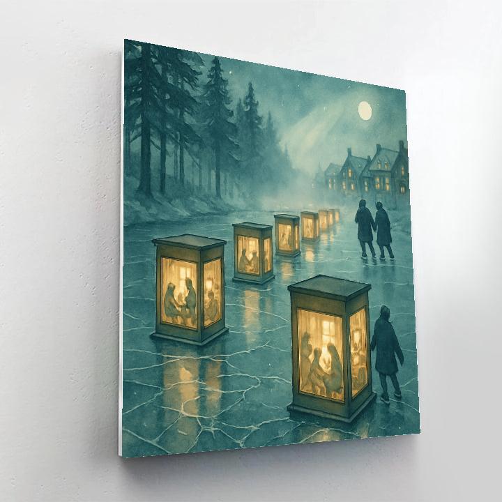 Lantern Festival On Frozen Canal Painting by numbers kit