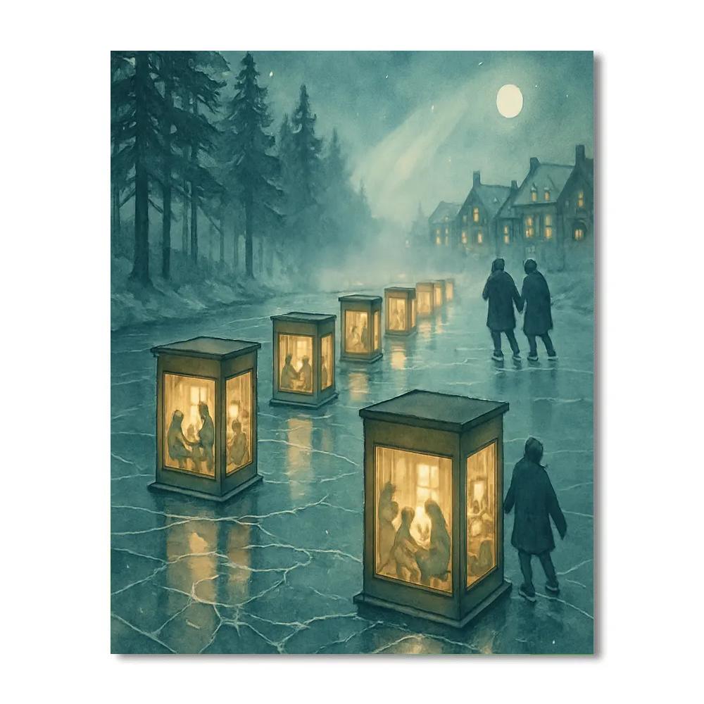 Lantern Festival On Frozen Canal Painting by numbers kit