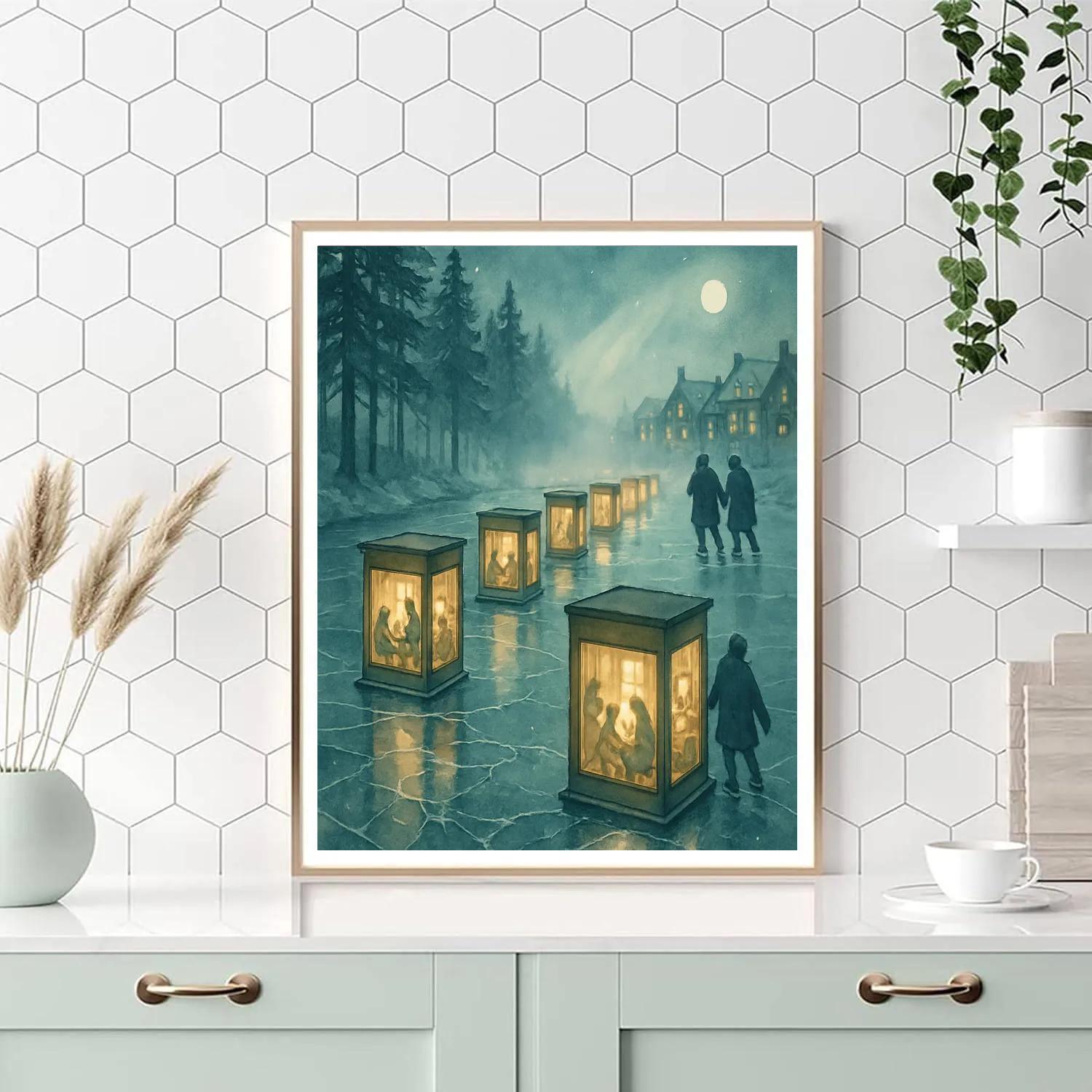 Lantern Festival On Frozen Canal Painting by numbers kit