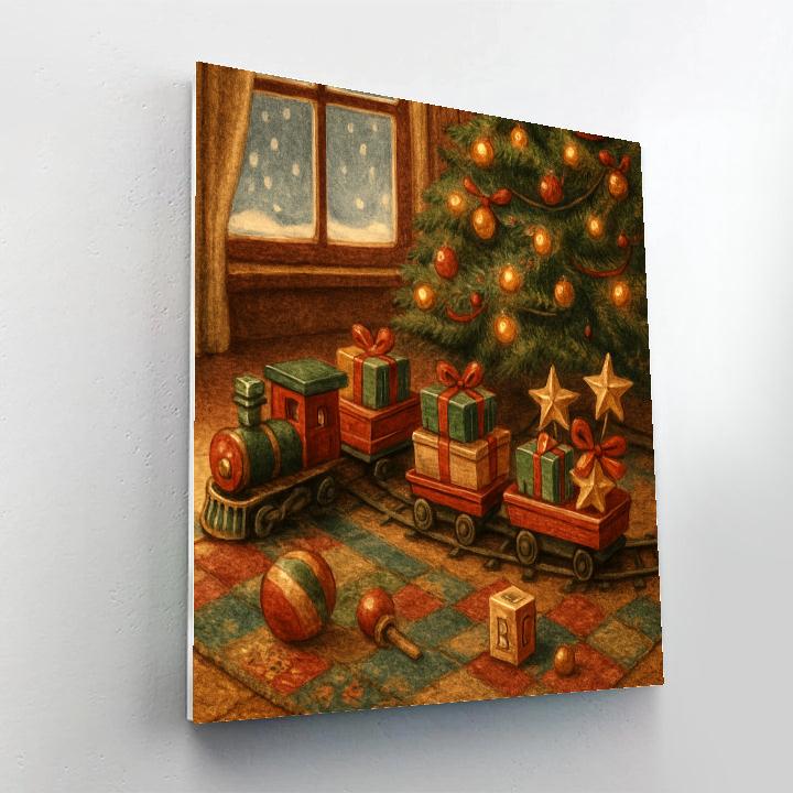 Frosted Toy Train Around Tree Painting by numbers kit