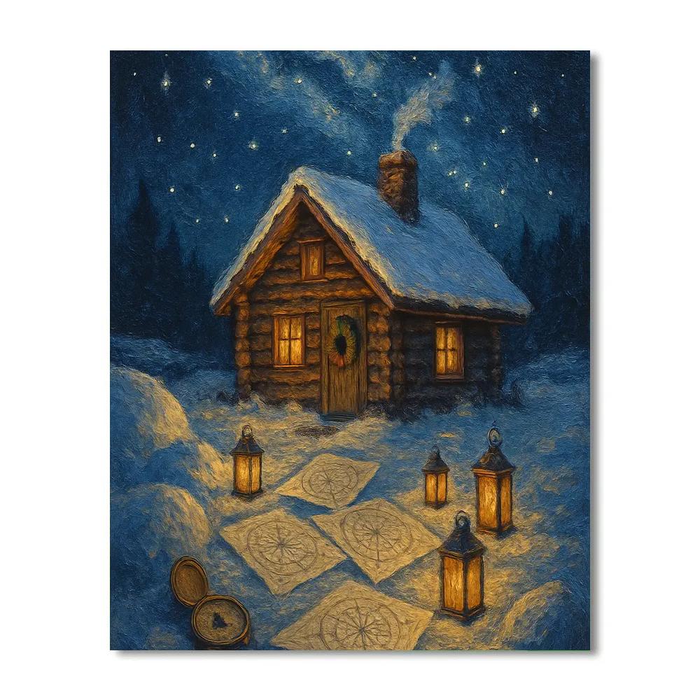 Silent Cabin Star Map Number painting