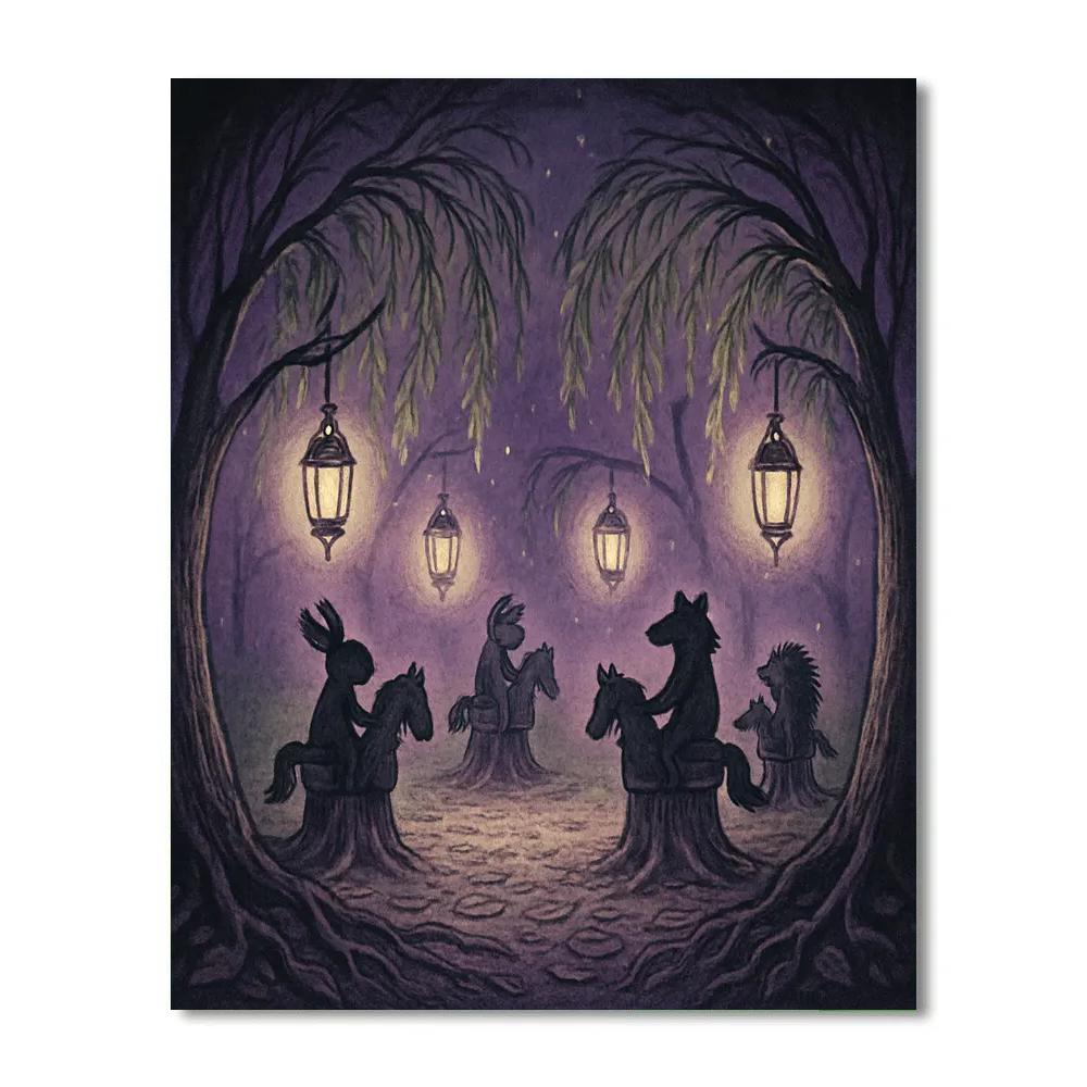 The Willow Lanterns Carousel paint by number