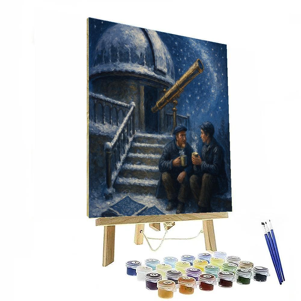 Frostbound Observatory Night paint by numbers