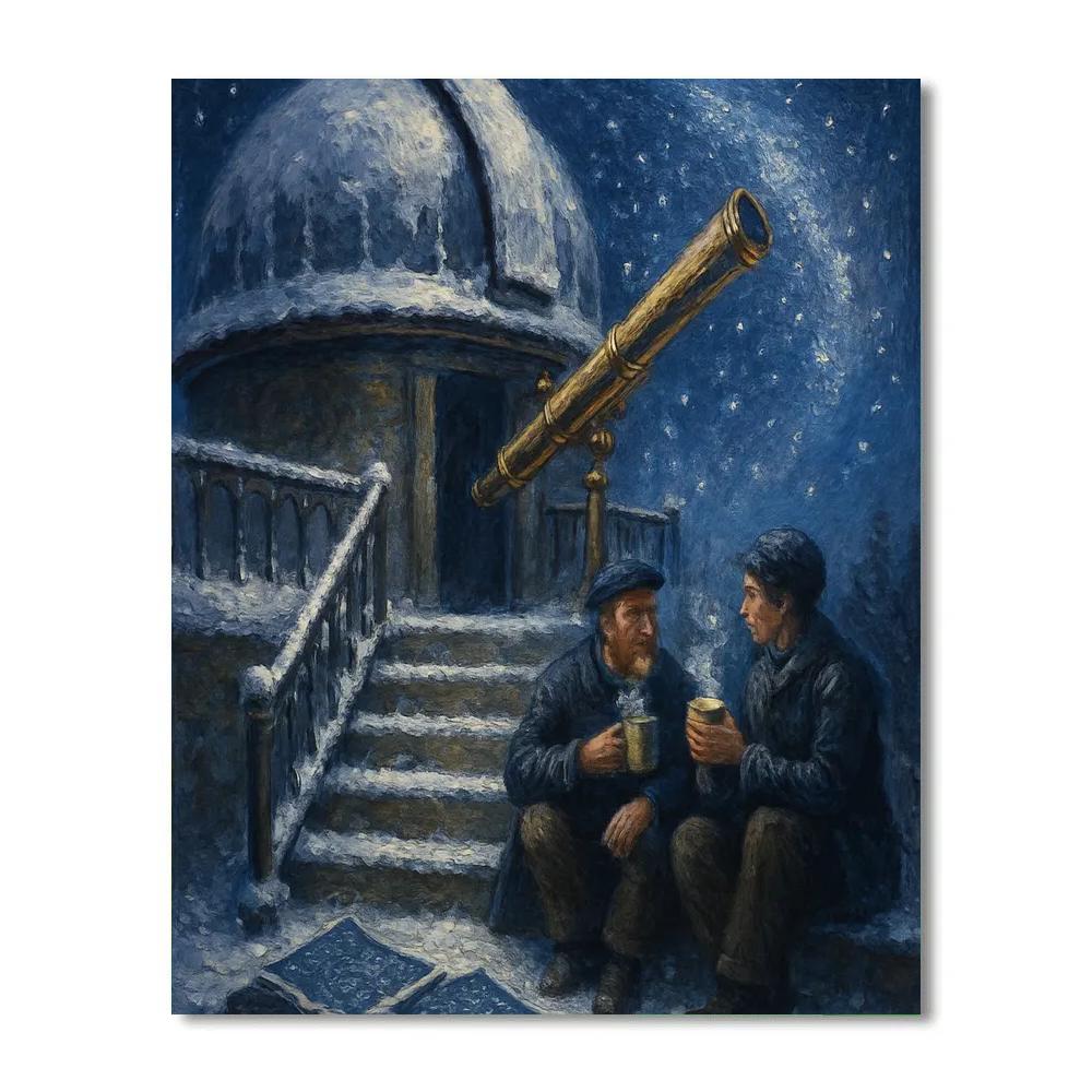 Frostbound Observatory Night paint by numbers