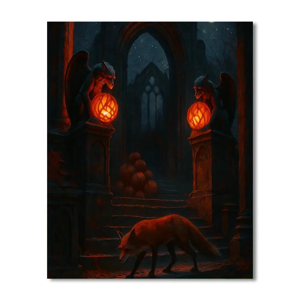 The Pumpkin Cathedral Steps paint by number