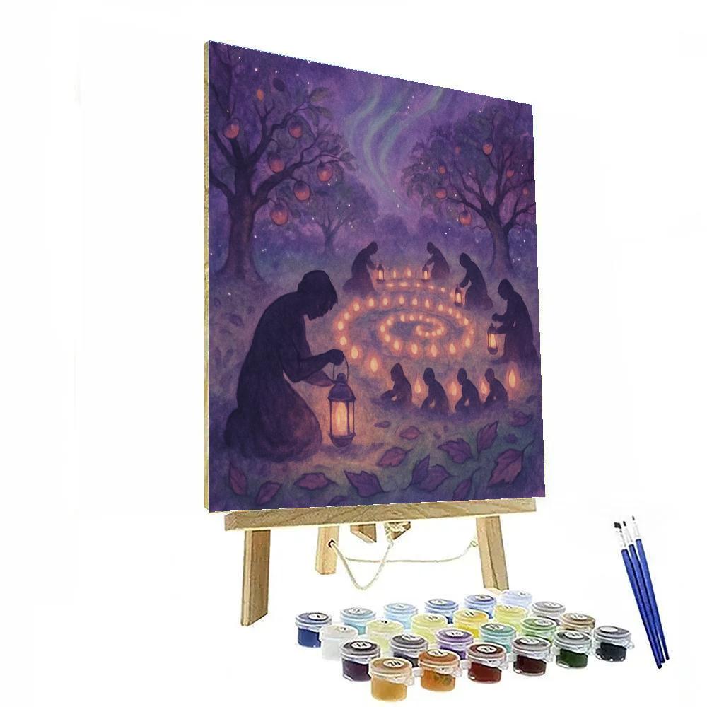 Night Orchard Lantern Ritual Paint by numbers art
