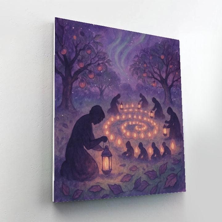 Night Orchard Lantern Ritual Paint by numbers art