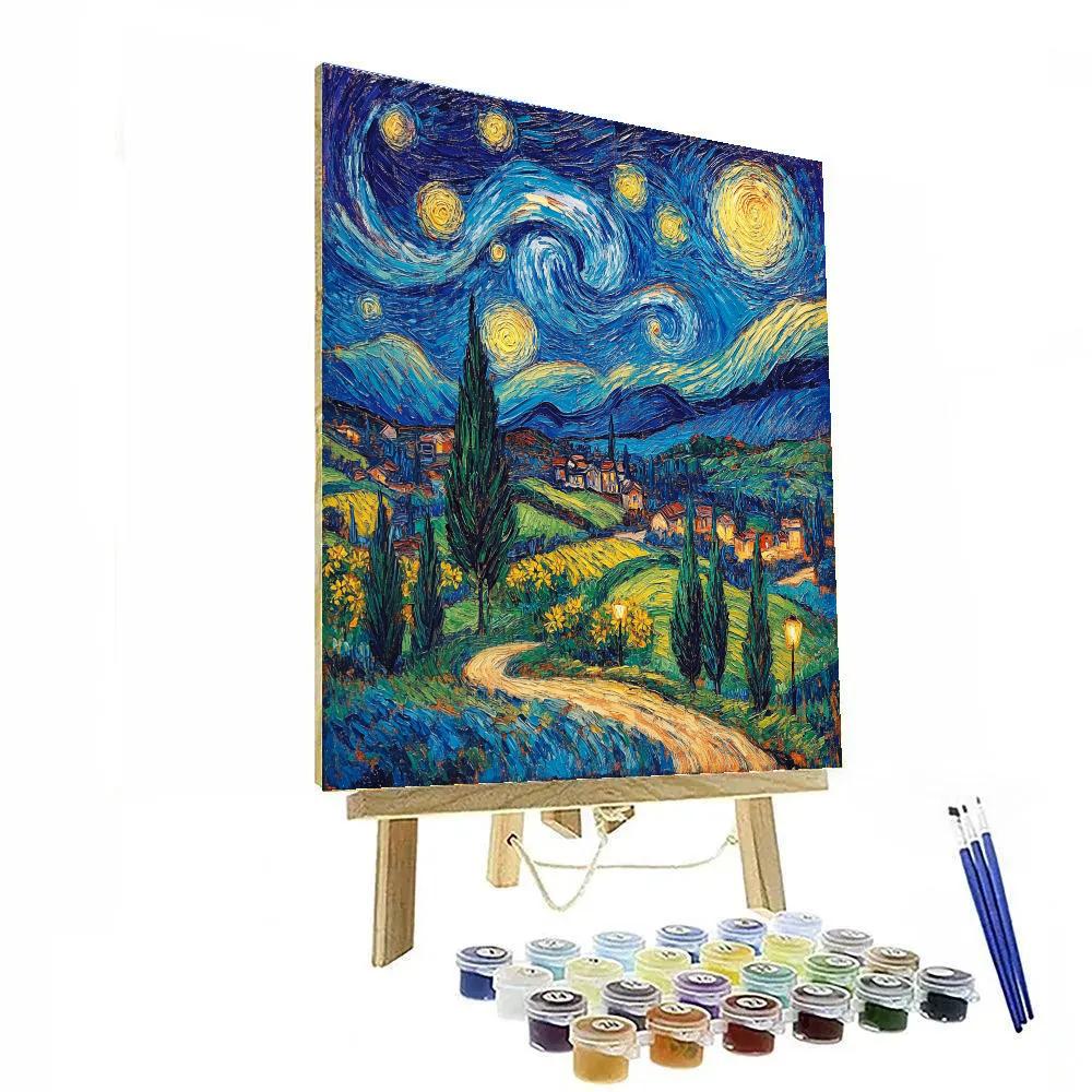 Van Gogh Inspired Starry Countryside paint by numbers