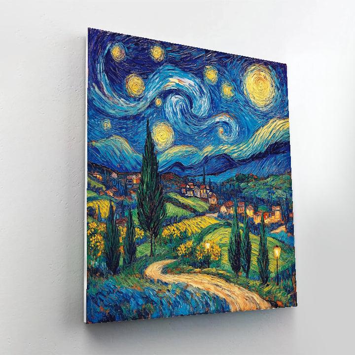 Van Gogh Inspired Starry Countryside paint by numbers