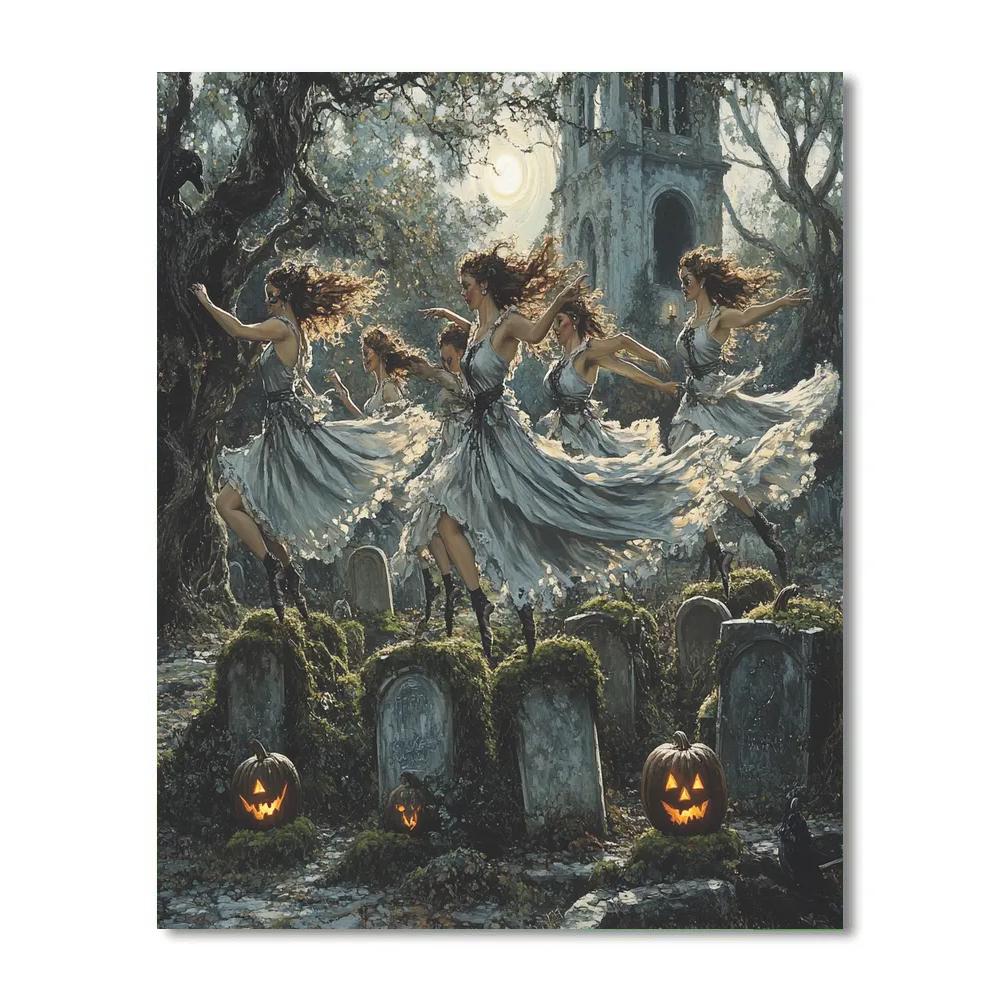 Graveyard Dance Spooky Ensemble paint by numbers