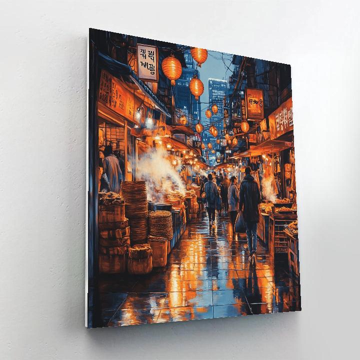 Gwangjang Market Lantern Alley Seoul South Korea Painting by numbers kit