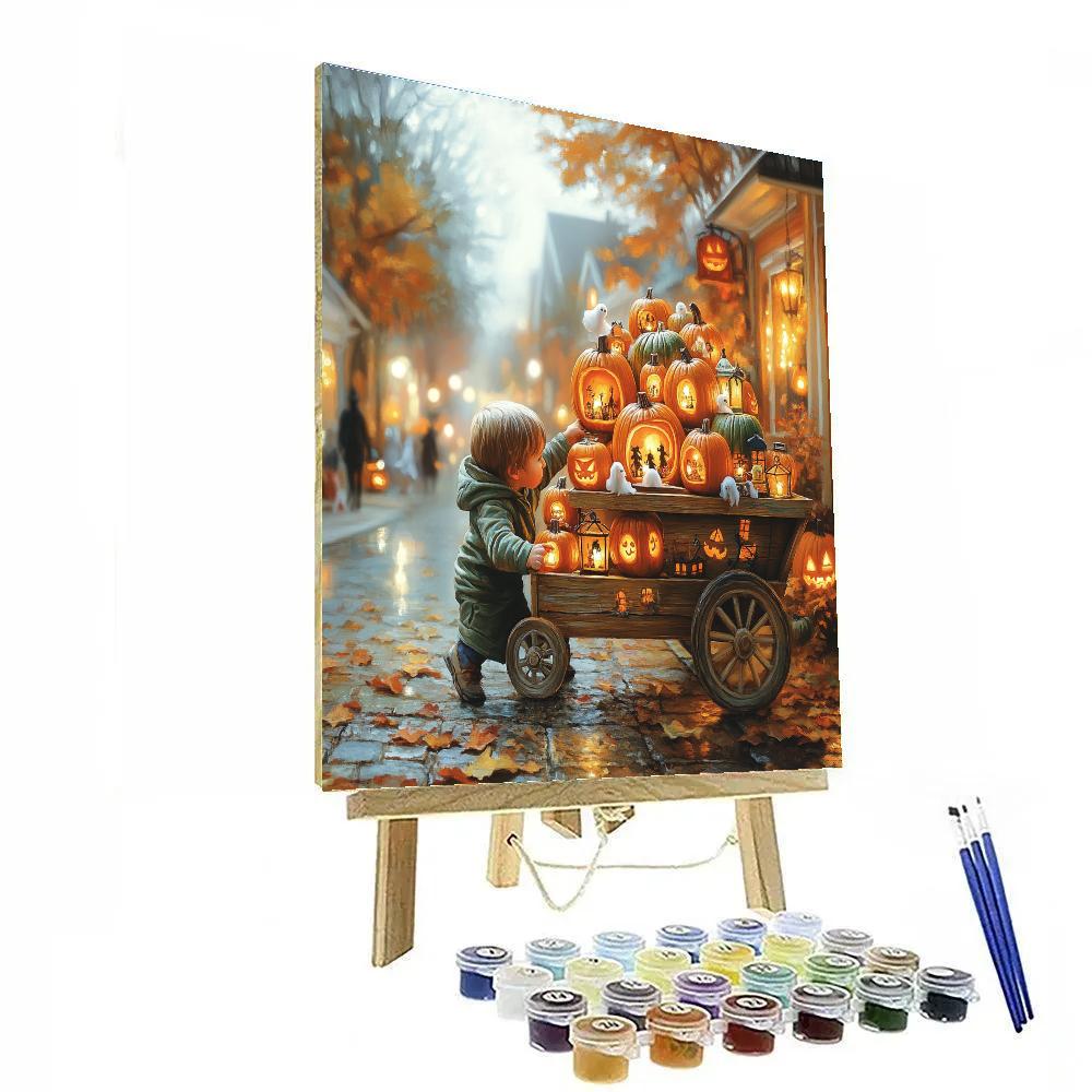 Pumpkin Cart Of Spooky Delights paint by color