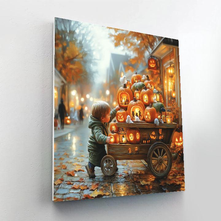 Pumpkin Cart Of Spooky Delights paint by color
