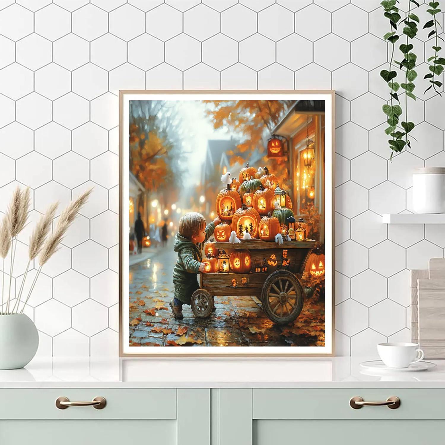 Pumpkin Cart Of Spooky Delights paint by color