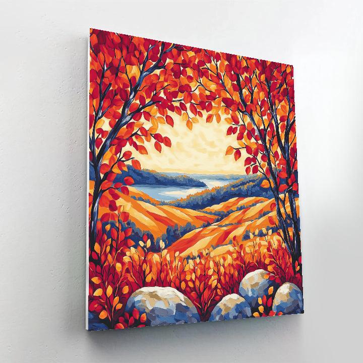 A.Y. Jackson Inspired Autumn Maple Screen paint by color