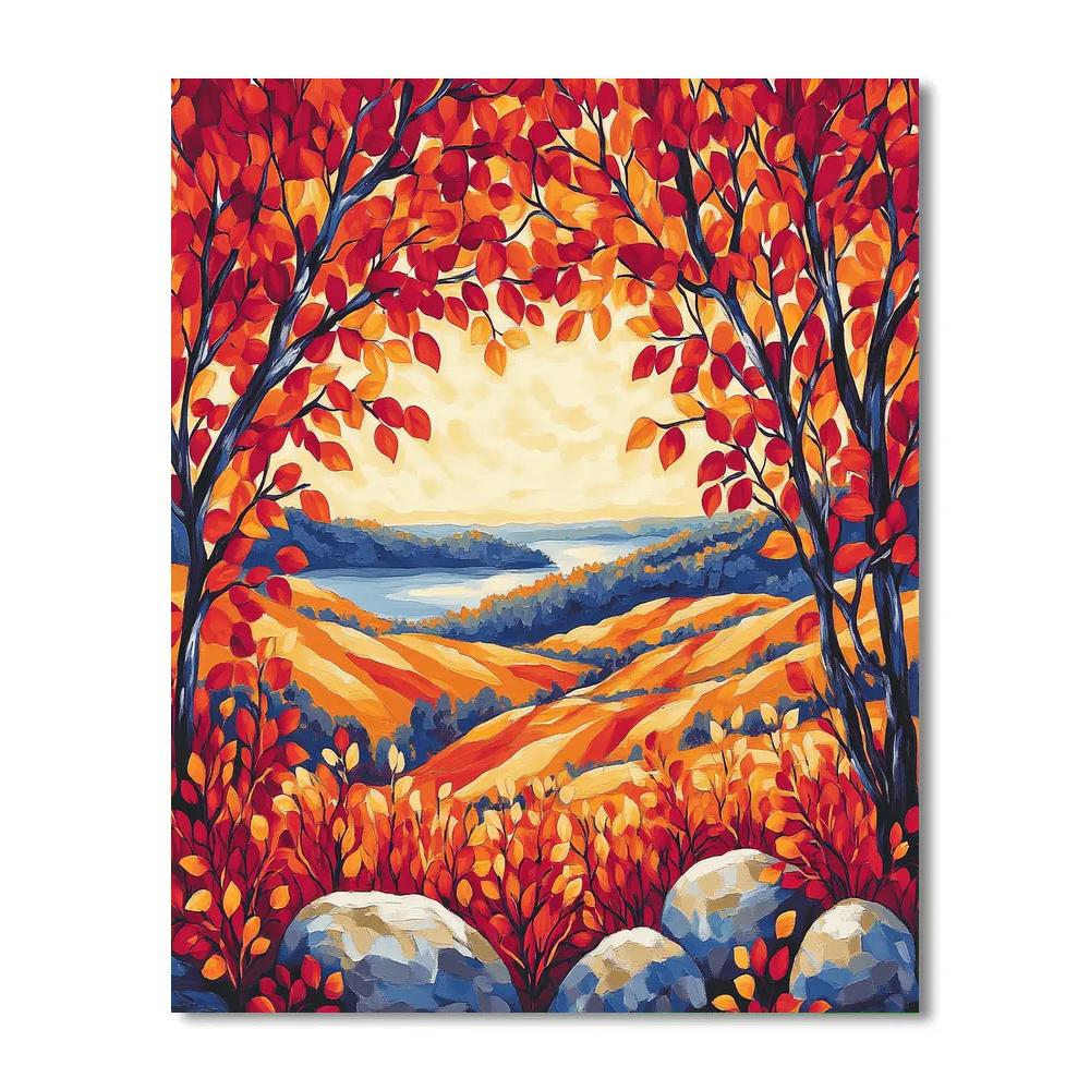A.Y. Jackson Inspired Autumn Maple Screen paint by color