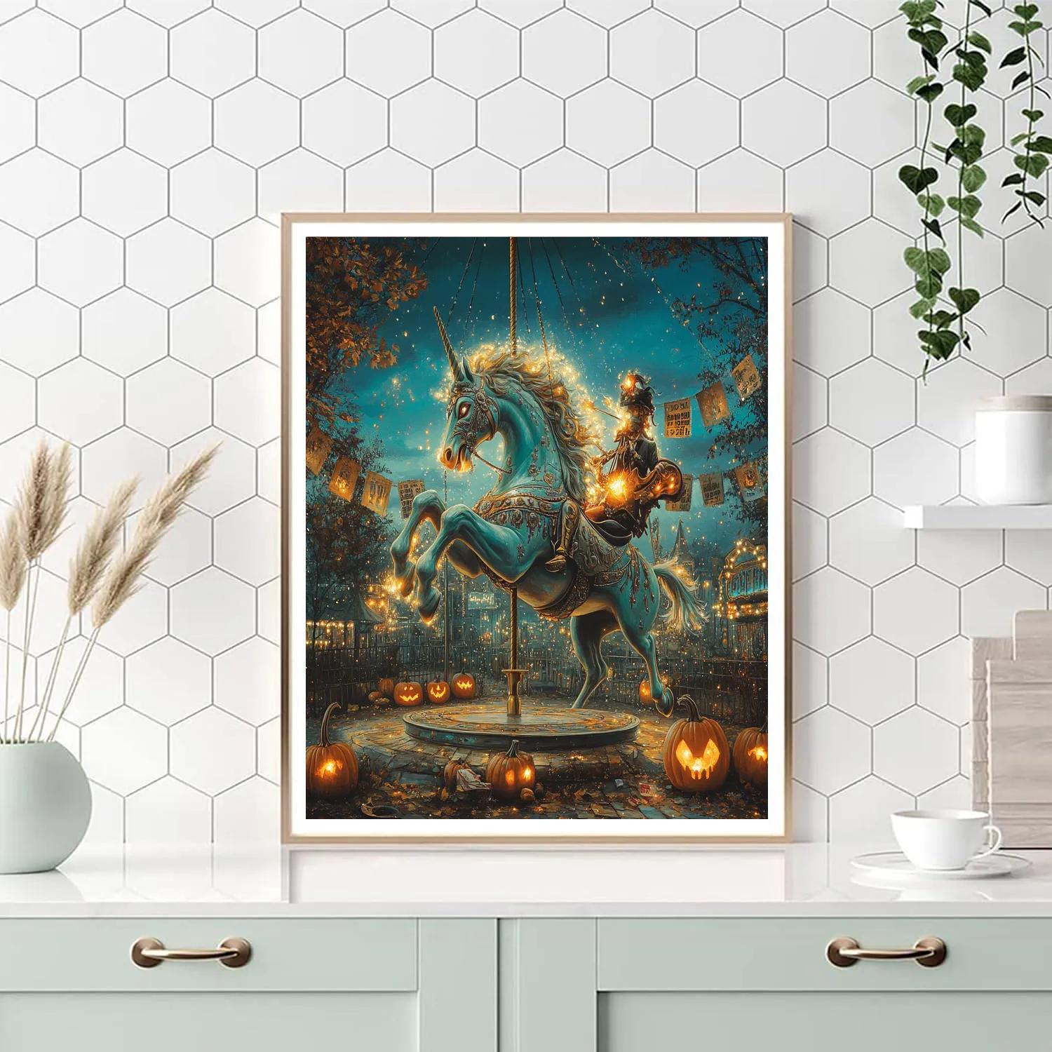 Midnight Carousel Of Spooky Shadows Numbered painting kits