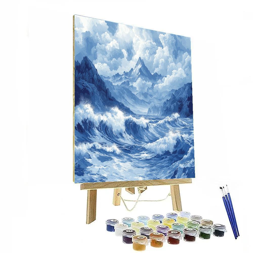 Hokusai Inspired Mountain Storm Numbered painting kits