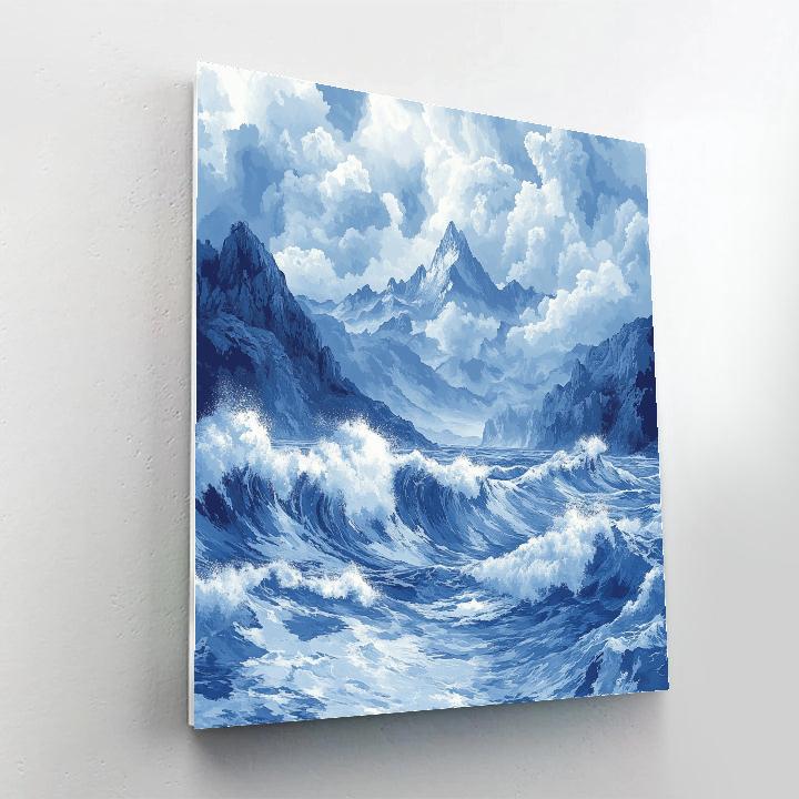 Hokusai Inspired Mountain Storm Numbered painting kits