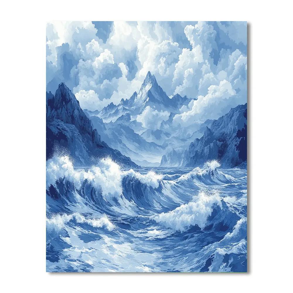 Hokusai Inspired Mountain Storm Numbered painting kits