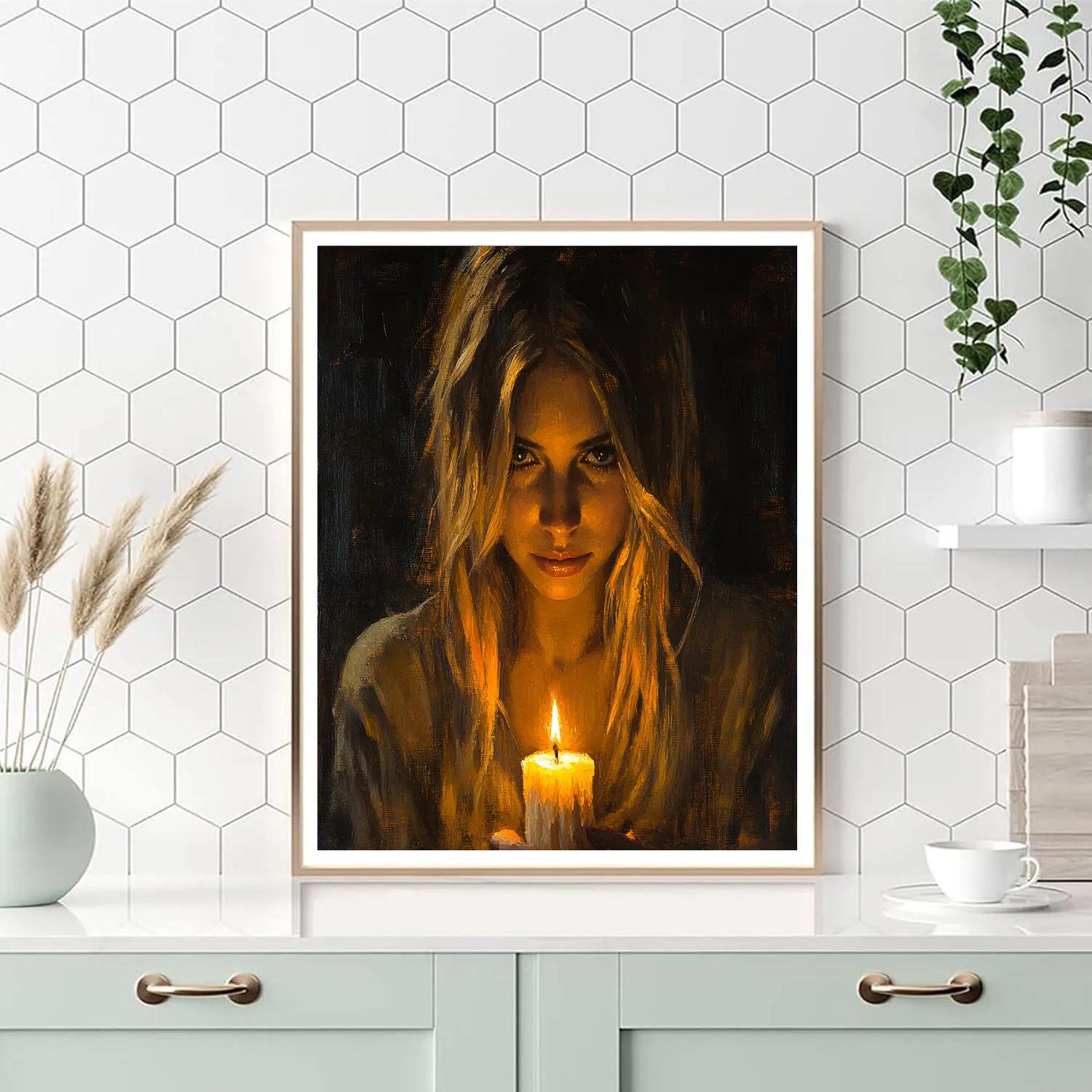 Rembrandt Inspired Candlelit Portrait Number painting