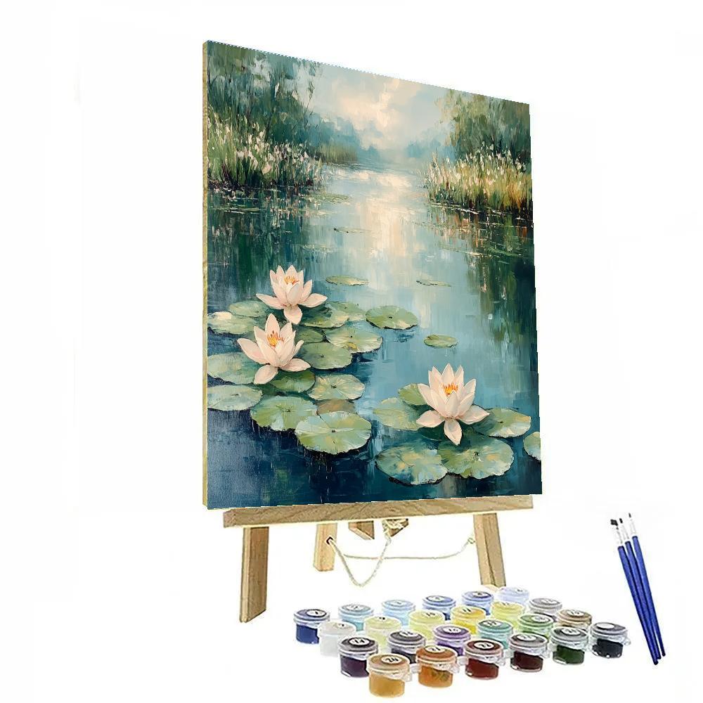 Claude Monet Inspired Waterlily Morning Mist paint by color