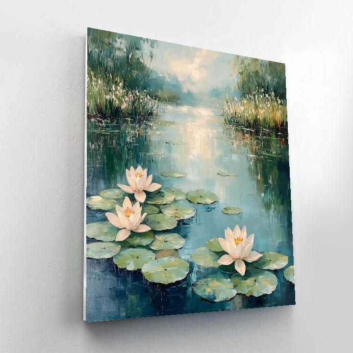Claude Monet Inspired Waterlily Morning Mist paint by color