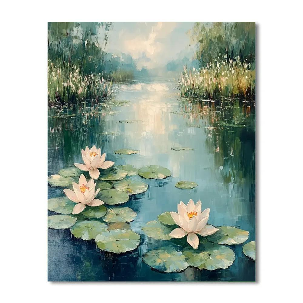 Claude Monet Inspired Waterlily Morning Mist paint by color