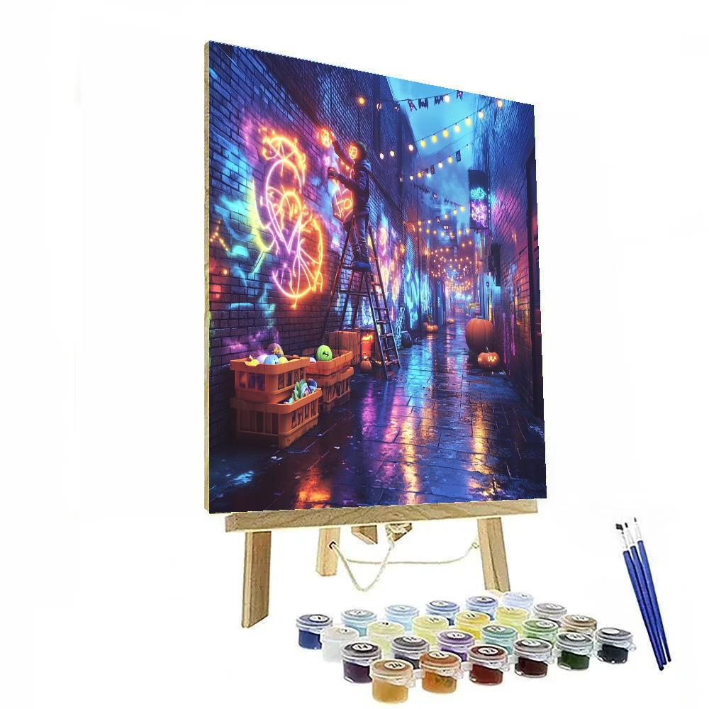 Lantern Alley With Haunted Murals Numbered painting kits