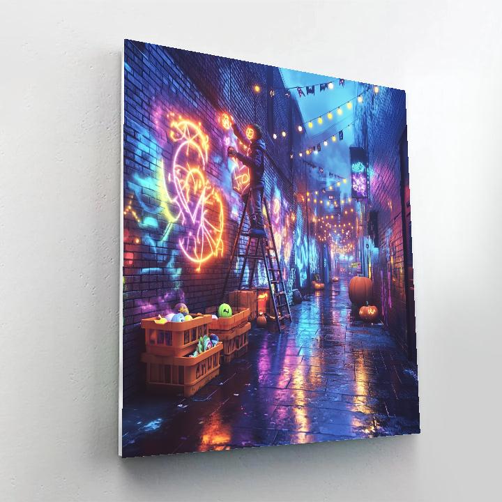 Lantern Alley With Haunted Murals Numbered painting kits