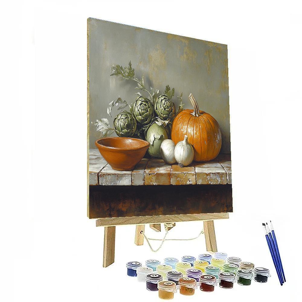 Diego Velázquez Inspired Market Vegetables At Dusk paint by color