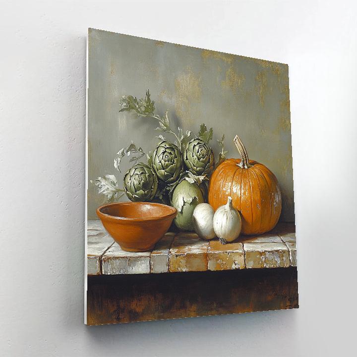 Diego Velázquez Inspired Market Vegetables At Dusk paint by color