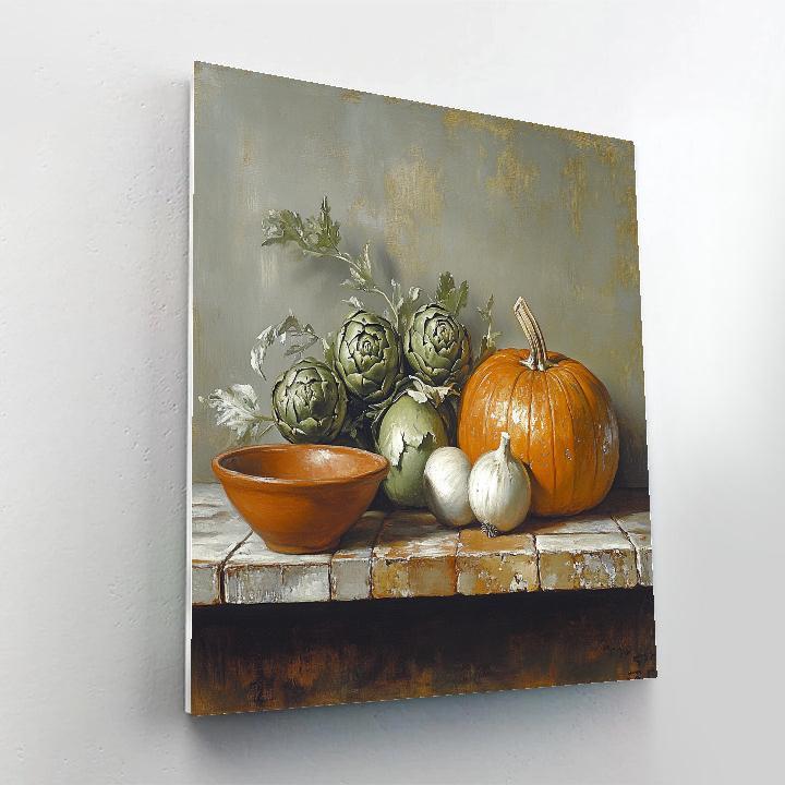 Diego Velázquez Inspired Market Vegetables At Dusk paint by color