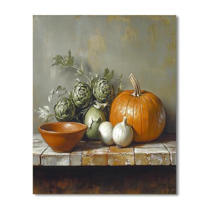 Diego Velázquez Inspired Market Vegetables At Dusk paint by color