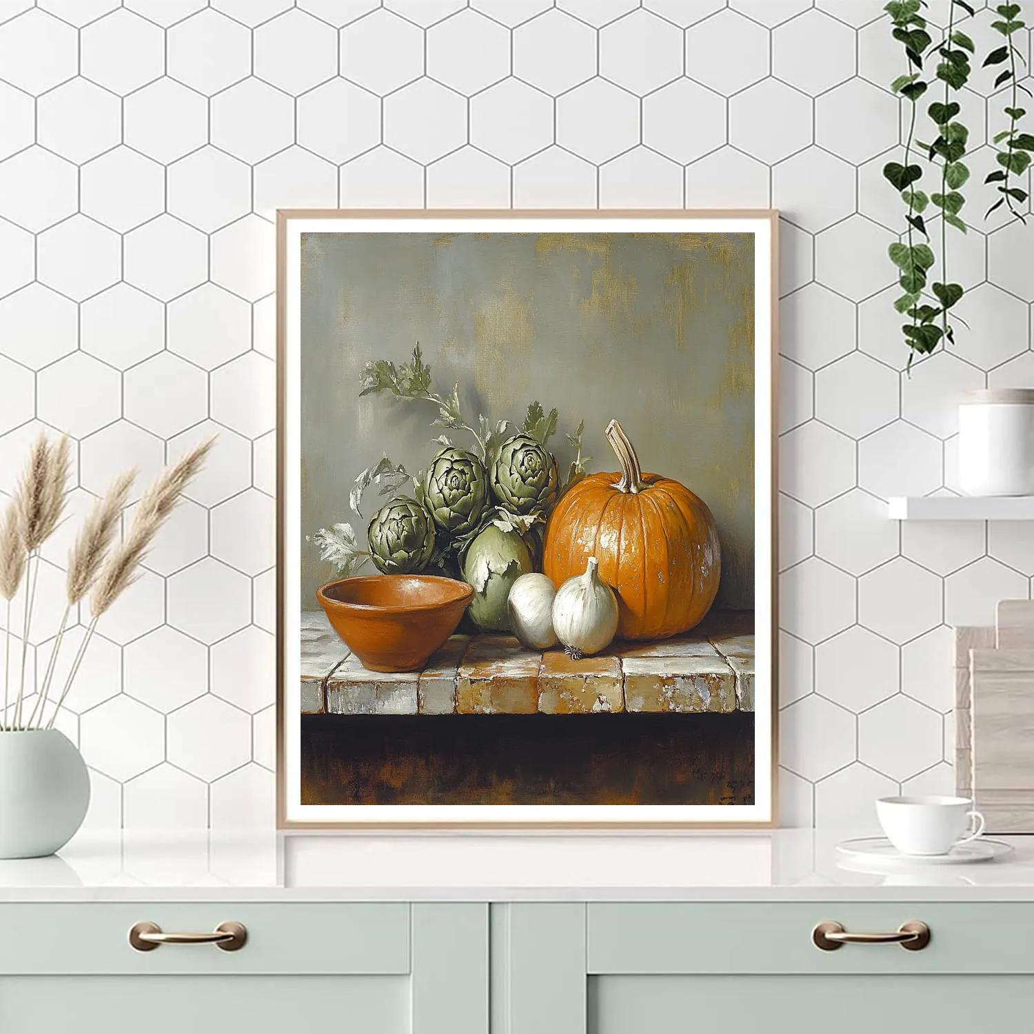 Diego Velázquez Inspired Market Vegetables At Dusk paint by color