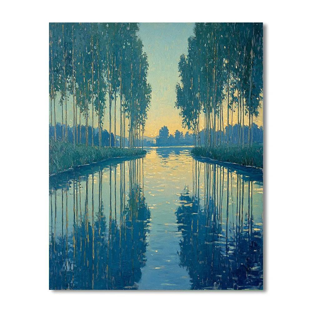 Claude Monet Inspired River Poplar Twilight Painting by numbers kit