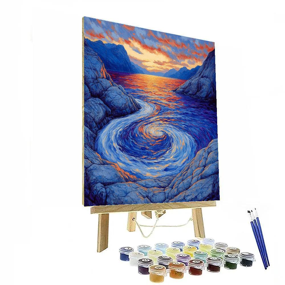 Edvard Munch Inspired Fjord Sunset Pulse DIY paint by numbers