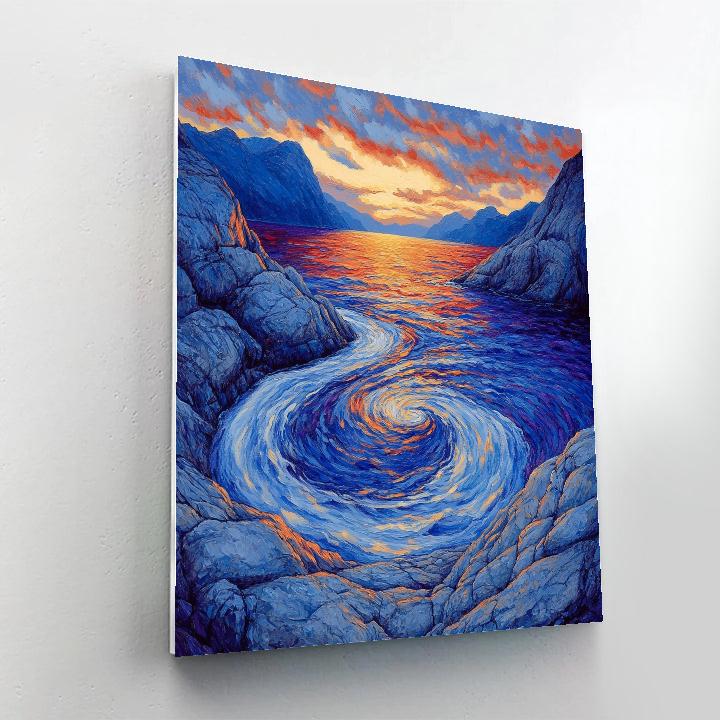 Edvard Munch Inspired Fjord Sunset Pulse DIY paint by numbers