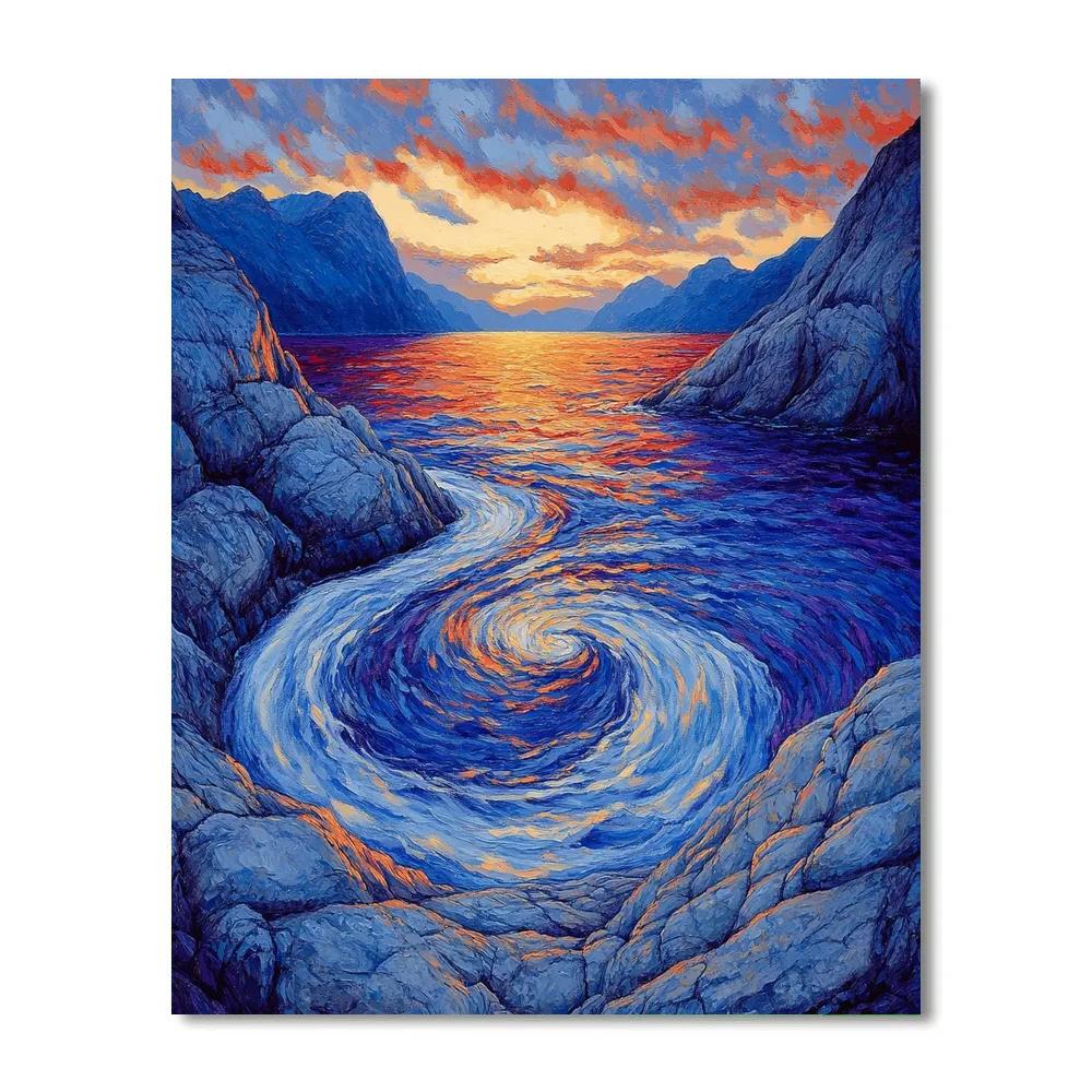 Edvard Munch Inspired Fjord Sunset Pulse DIY paint by numbers