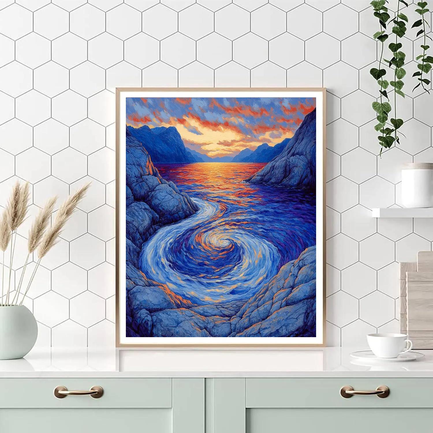 Edvard Munch Inspired Fjord Sunset Pulse DIY paint by numbers