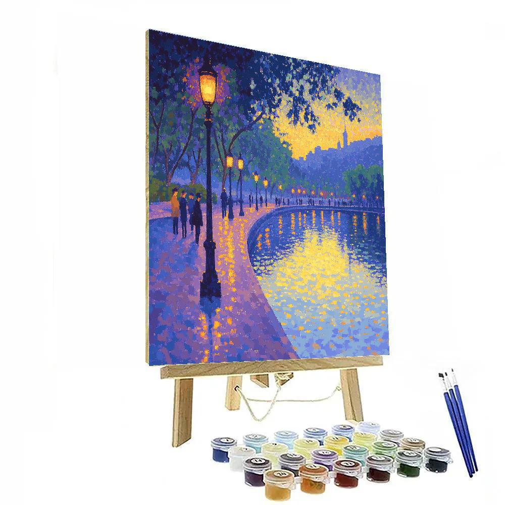 Seurat Inspired Park At Twilight paint by number