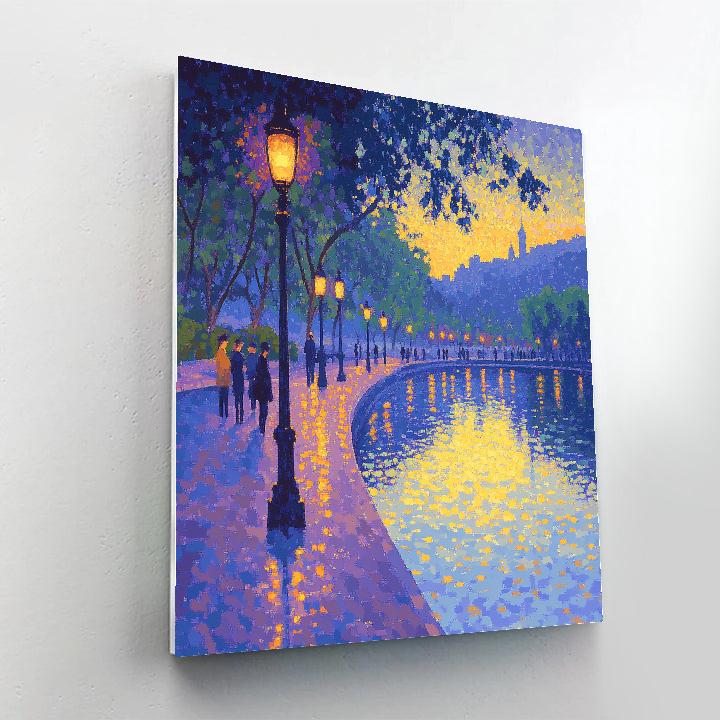 Seurat Inspired Park At Twilight paint by number